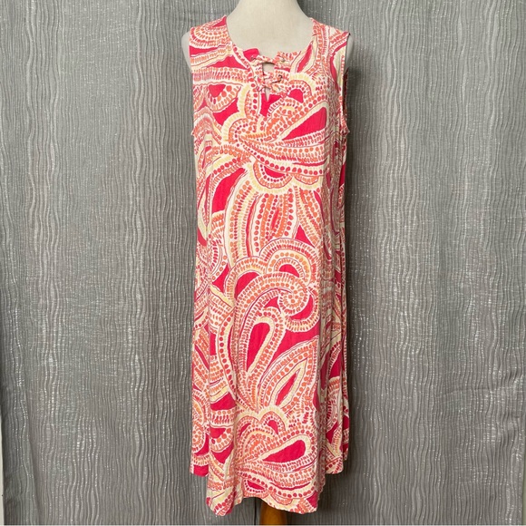 Chico’s knee length mosaic lace front dress - Picture 2 of 8